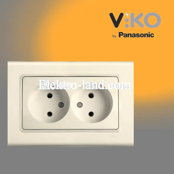 Розетка двойная без заземления крем VIKO LINNERA 